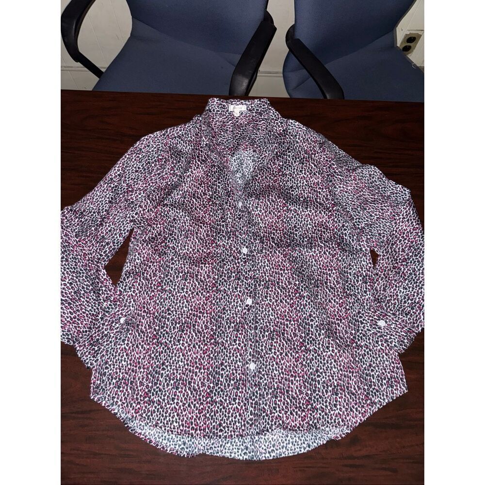 Tyler Boe Button Up Pink Leopard Print Long Sleeve Collared Shirt Size X-Large